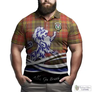 Buchanan Old Set Weathered Tartan Polo Shirt with Alba Gu Brath Regal Lion Emblem