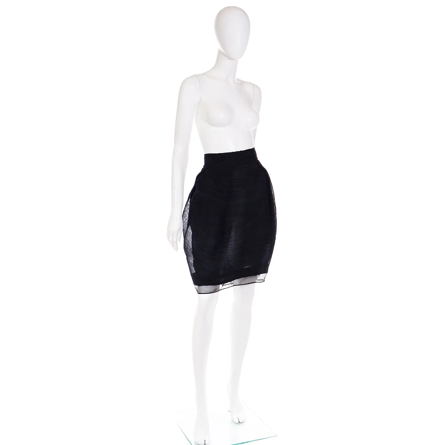 2000s Gianfranco Ferre Deadstock Vintage Black Silk Evening Skirt