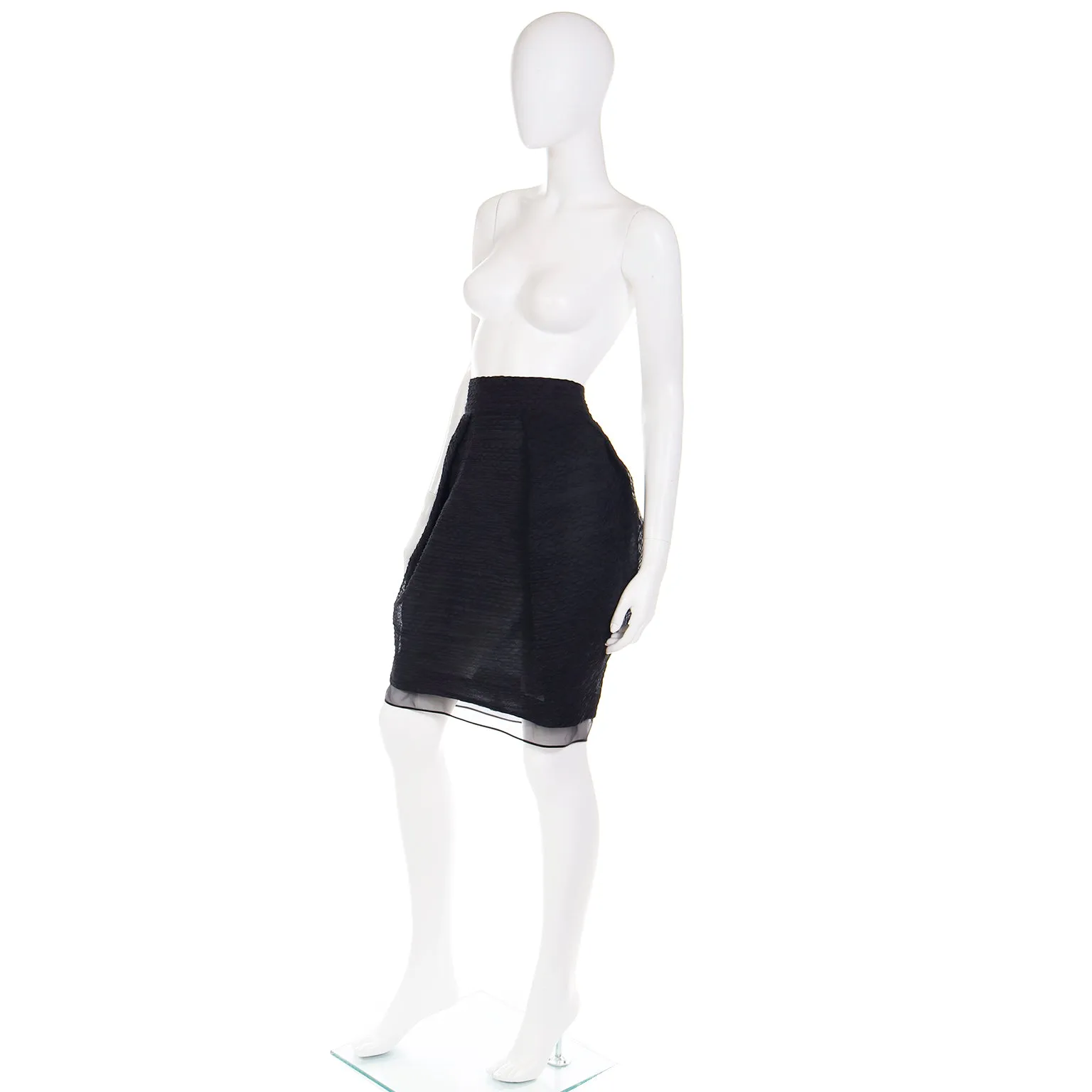 2000s Gianfranco Ferre Deadstock Vintage Black Silk Evening Skirt