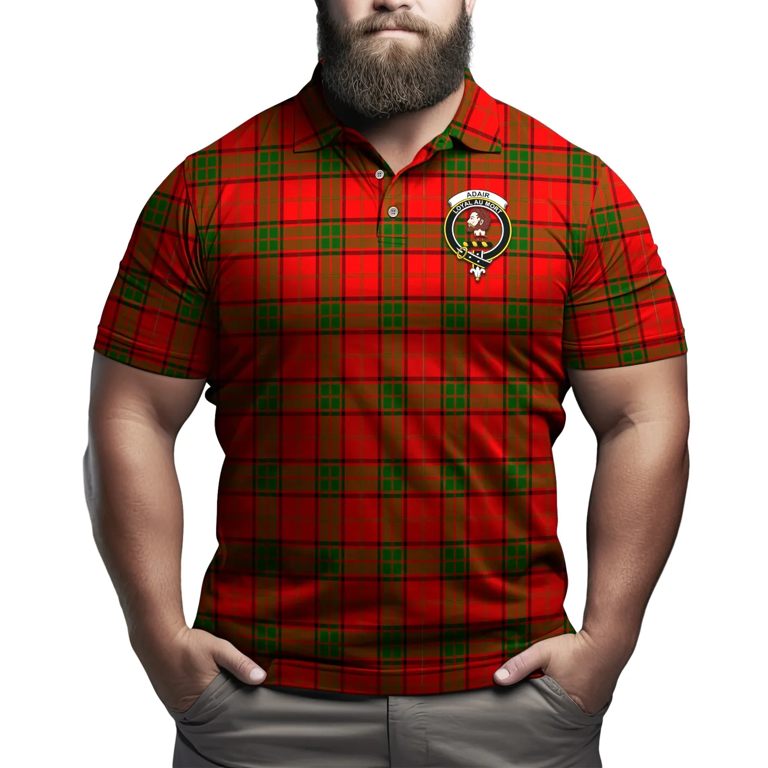 Adair Tartan Men's Polo Shirt with Family Crest