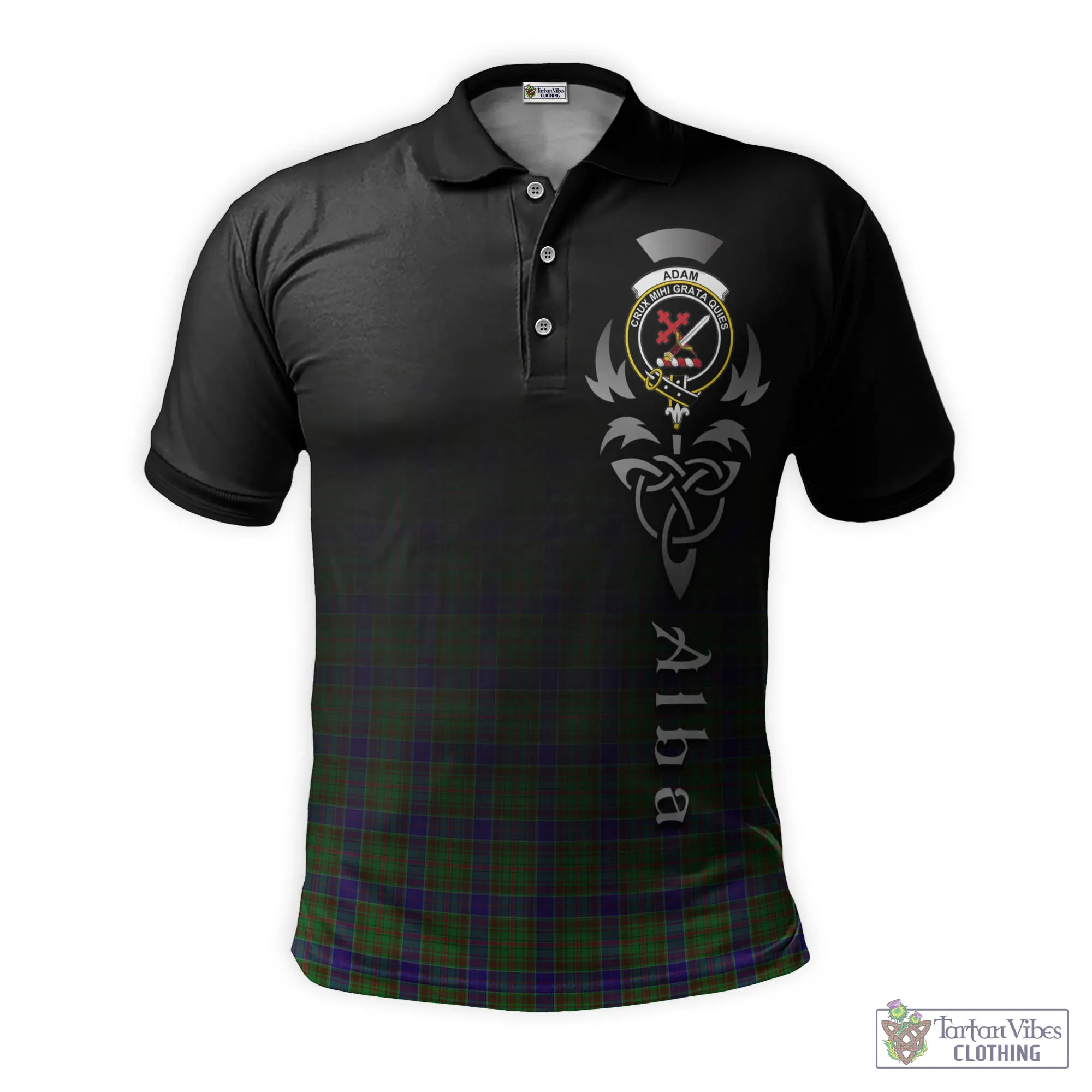 Adam Tartan Polo Shirt Featuring Alba Gu Brath Family Crest Celtic Inspired