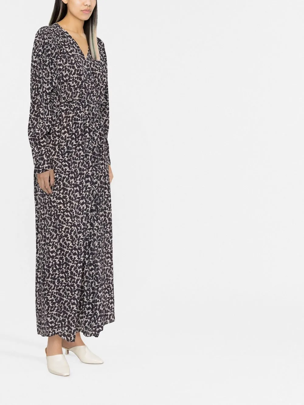 AISSA PATTERNED LONG DRESS ECR BLK