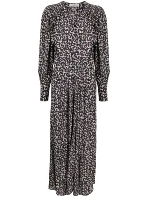 AISSA PATTERNED LONG DRESS ECR BLK