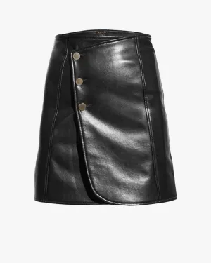 ALLISON RECYCLED LEATHER SKIRT | Black