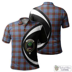 Anderson Modern Tartan Men's Polo Shirt with Family Crest Circle Style