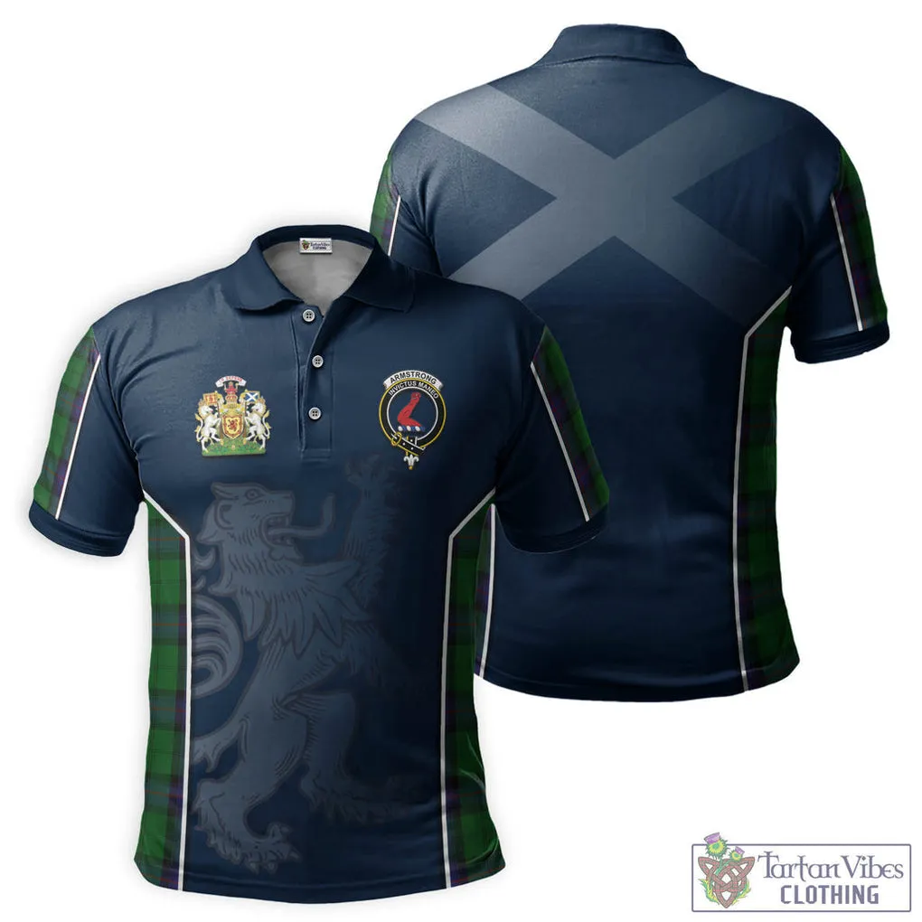 Armstrong Tartan Men's Polo Shirt with Family Crest and Lion Rampant Vibes Sport Style