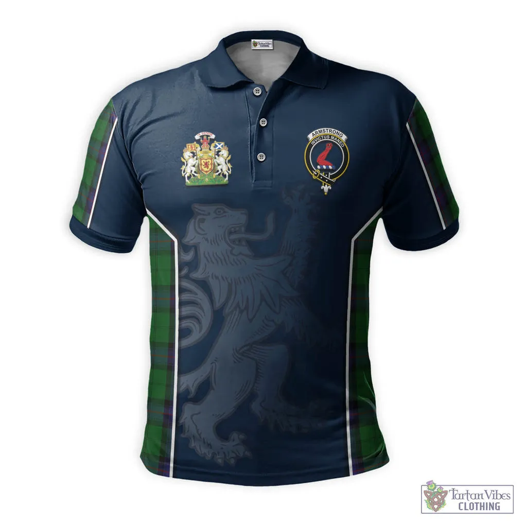 Armstrong Tartan Men's Polo Shirt with Family Crest and Lion Rampant Vibes Sport Style