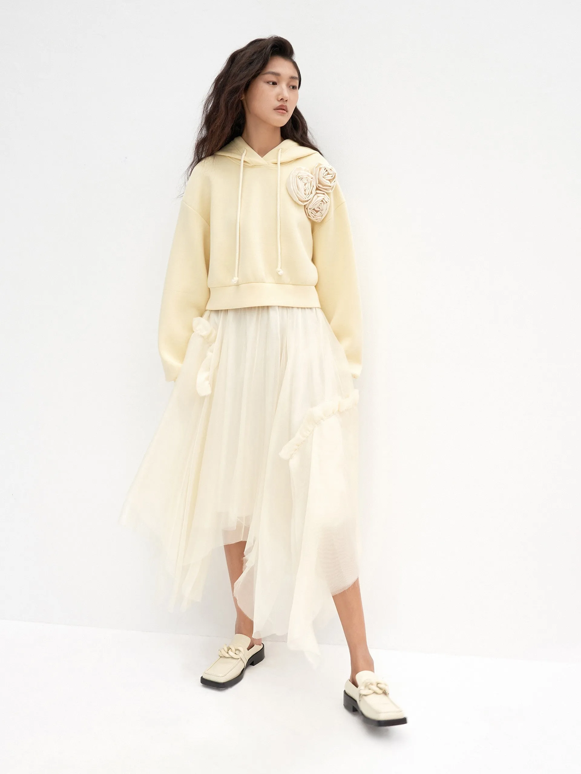 Asymmetric Pleated Silk Skirt