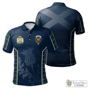 Baillie (Bailey) Tartan Men's Polo Shirt with Family Crest and Scottish Thistle Vibes Sport Style