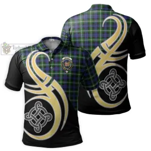 Baillie of Polkemmet Tartan Polo Shirt with Family Crest and Celtic Symbol Style