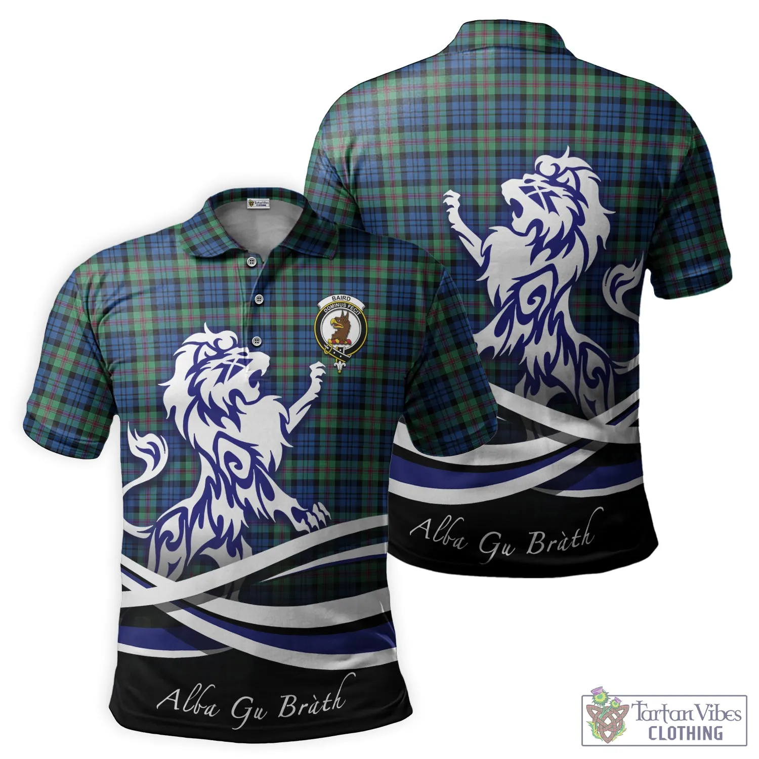 Baird Ancient Tartan Polo Shirt with Alba Gu Brath Regal Lion Emblem