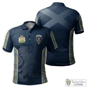 Balfour Blue Tartan Men's Polo Shirt with Family Crest and Lion Rampant Vibes Sport Style