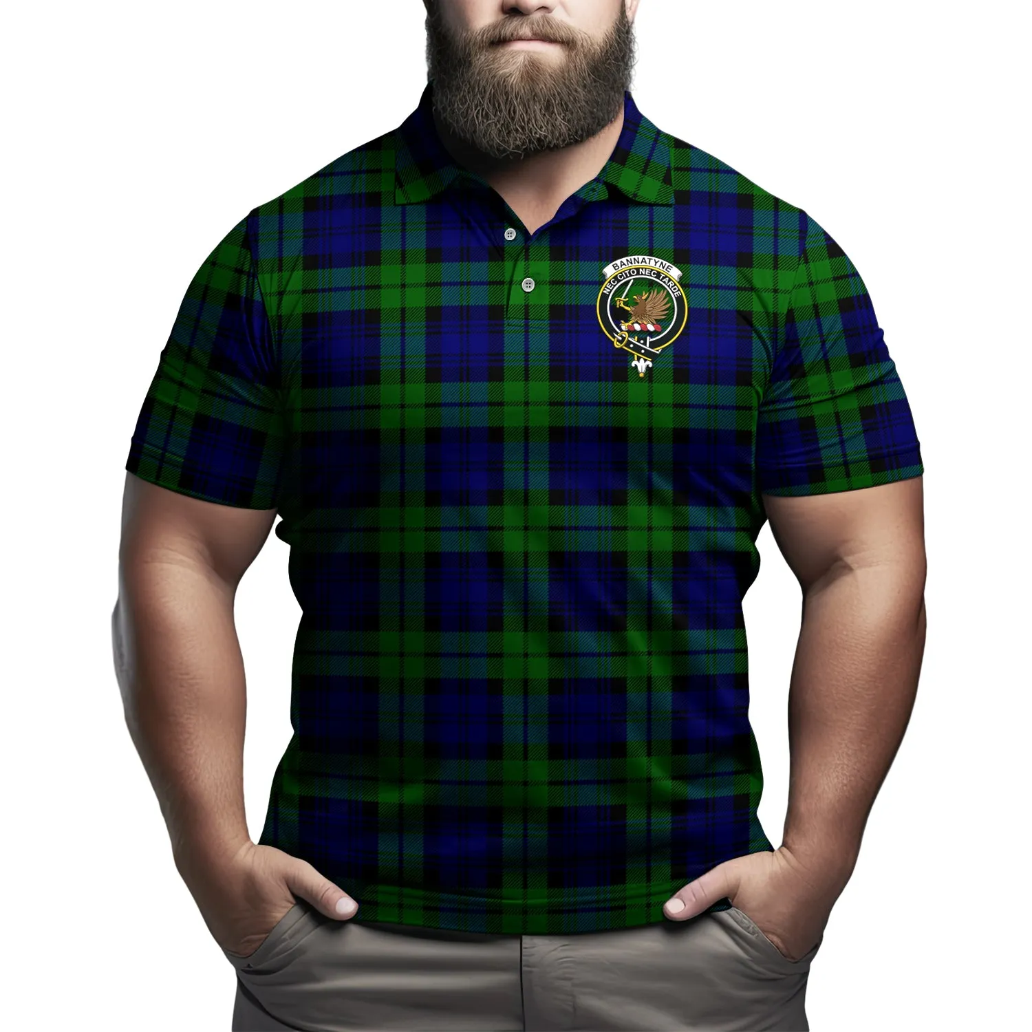 Bannatyne Tartan Men's Polo Shirt with Family Crest