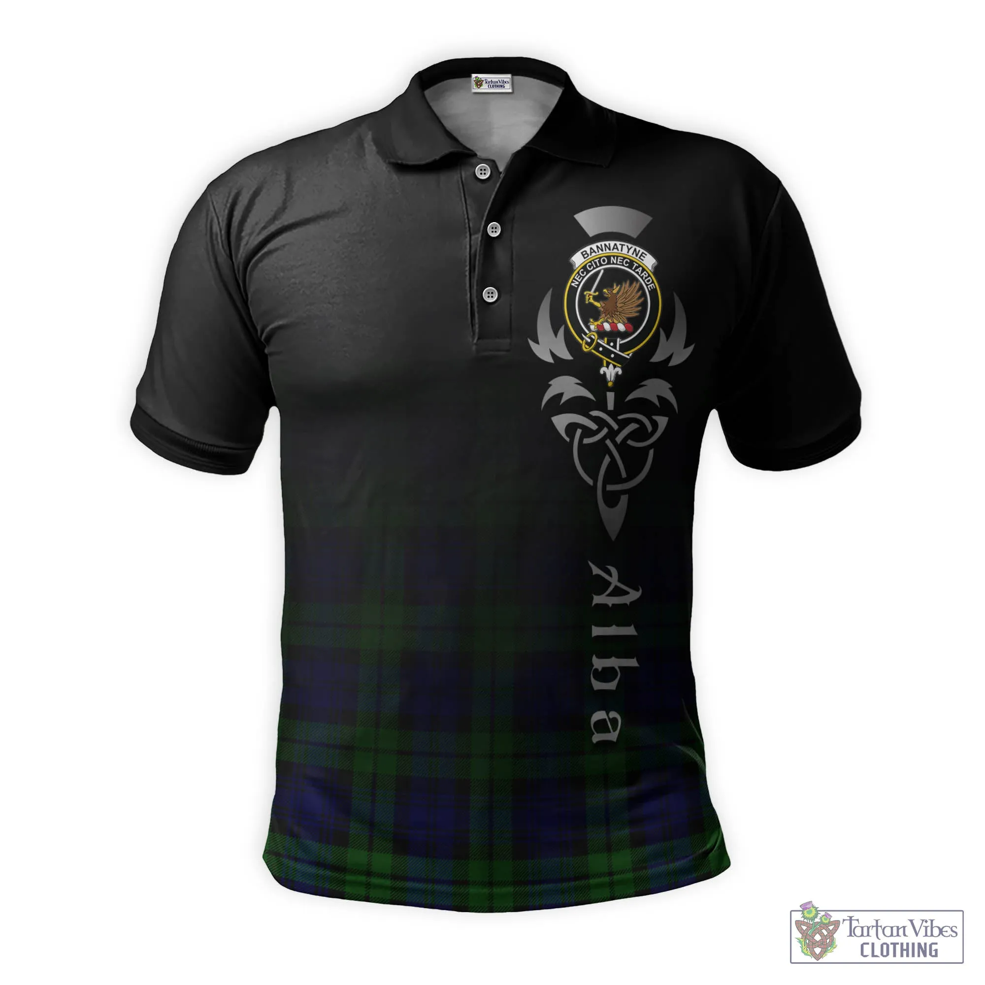 Bannatyne Tartan Polo Shirt Featuring Alba Gu Brath Family Crest Celtic Inspired