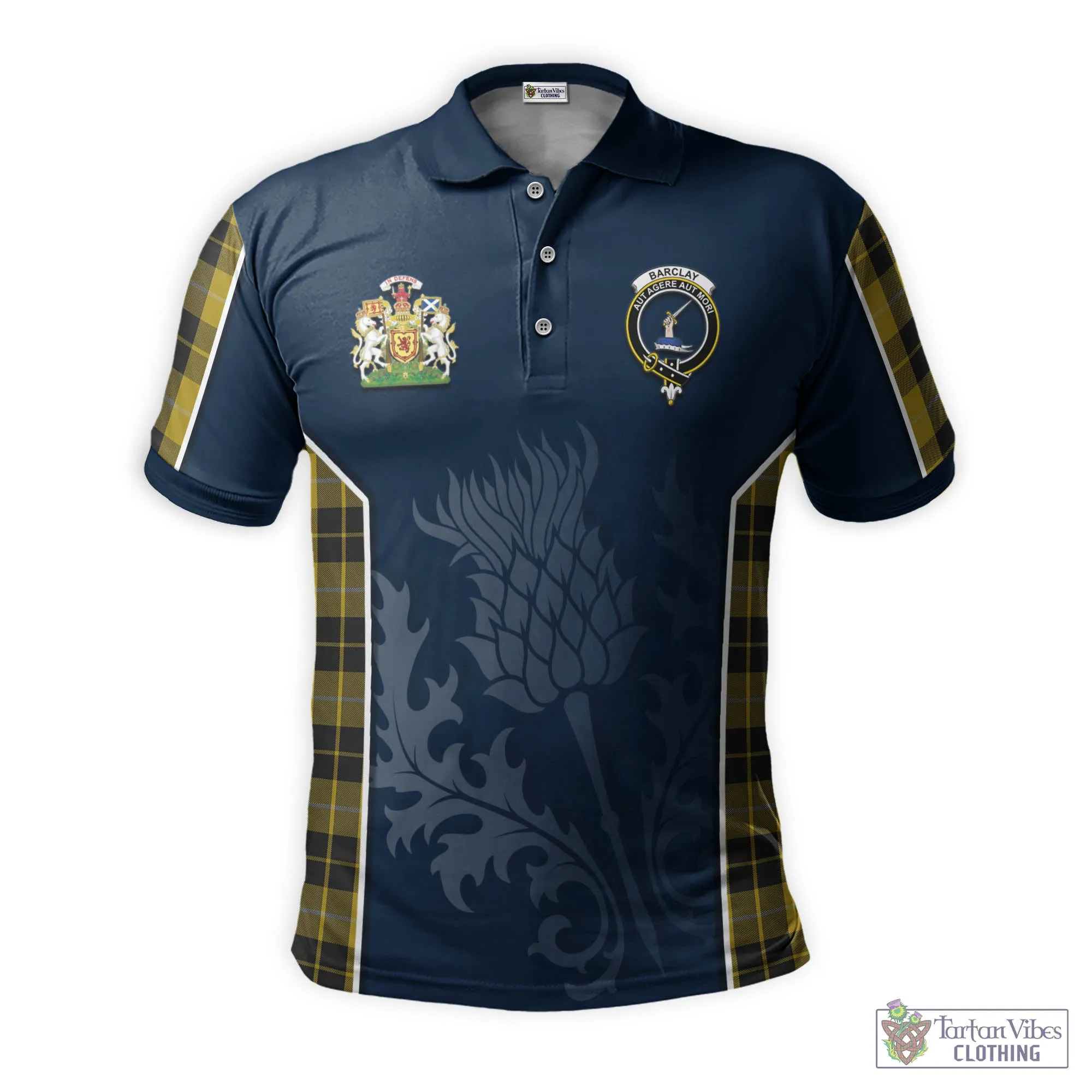 Barclay Dress Tartan Men's Polo Shirt with Family Crest and Scottish Thistle Vibes Sport Style