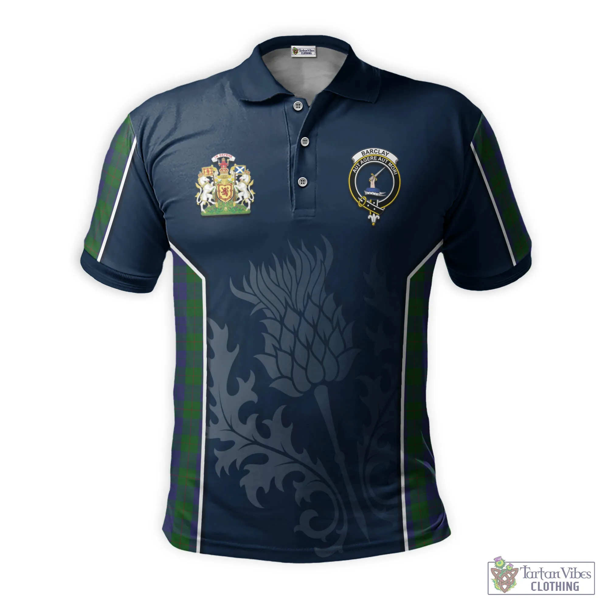 Barclay Tartan Men's Polo Shirt with Family Crest and Scottish Thistle Vibes Sport Style