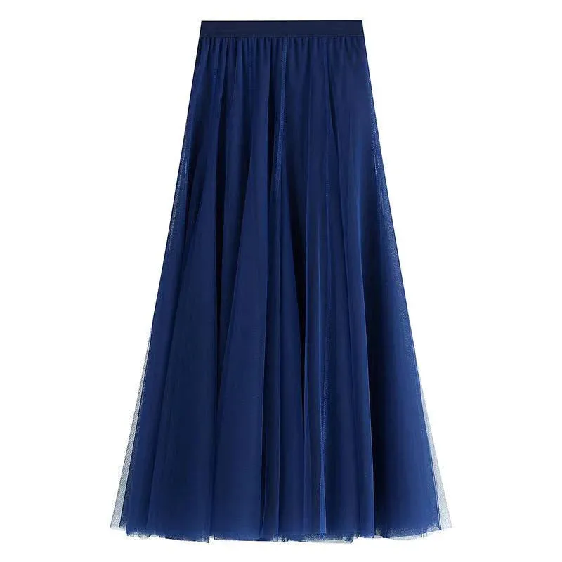 Big swing bouffant ankle-length skirt, high waist slim fairy skirt, net gauze skirt A-line skirt    S2550