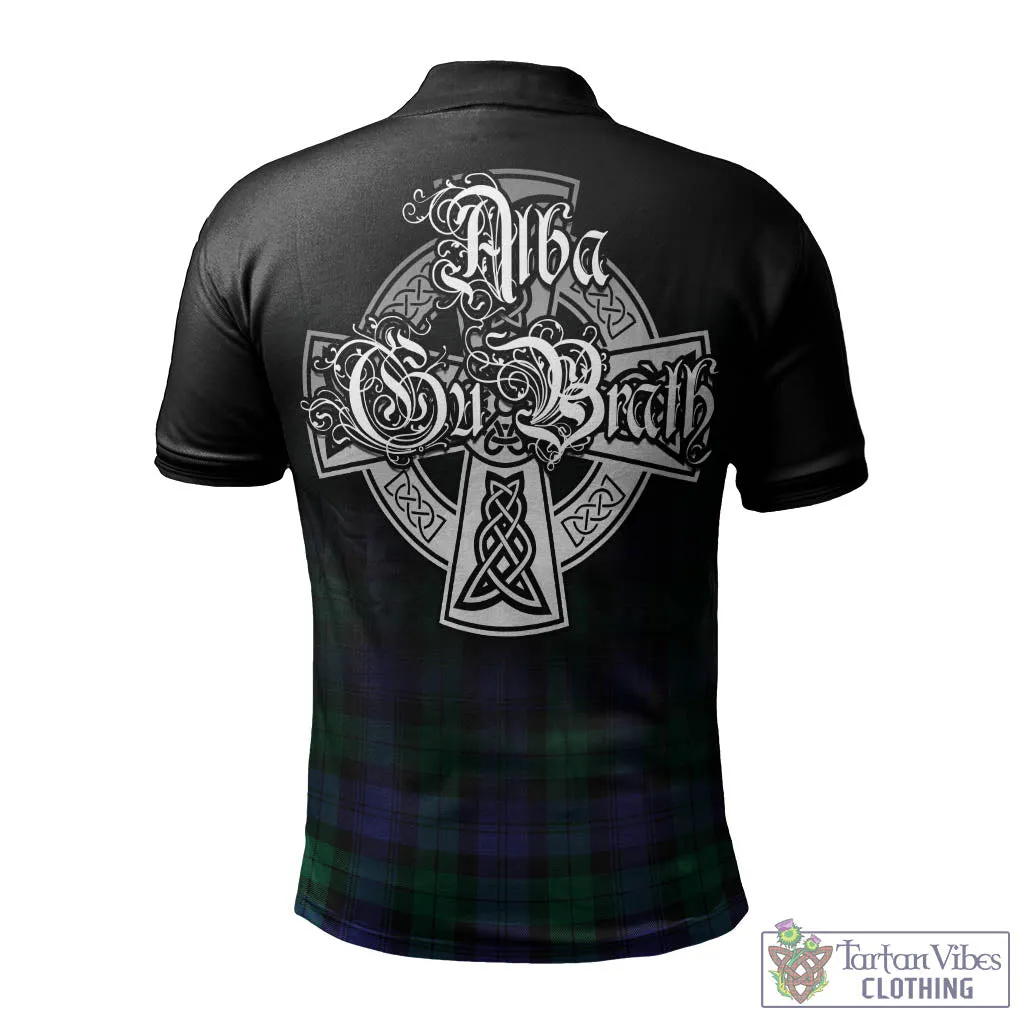 Black Watch Modern Tartan Polo Shirt Featuring Alba Gu Brath Family Crest Celtic Inspired