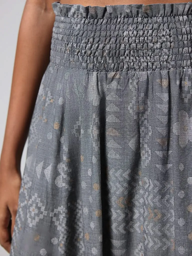 Bombay Paisley Grey Smock Printed Cotton Skirt