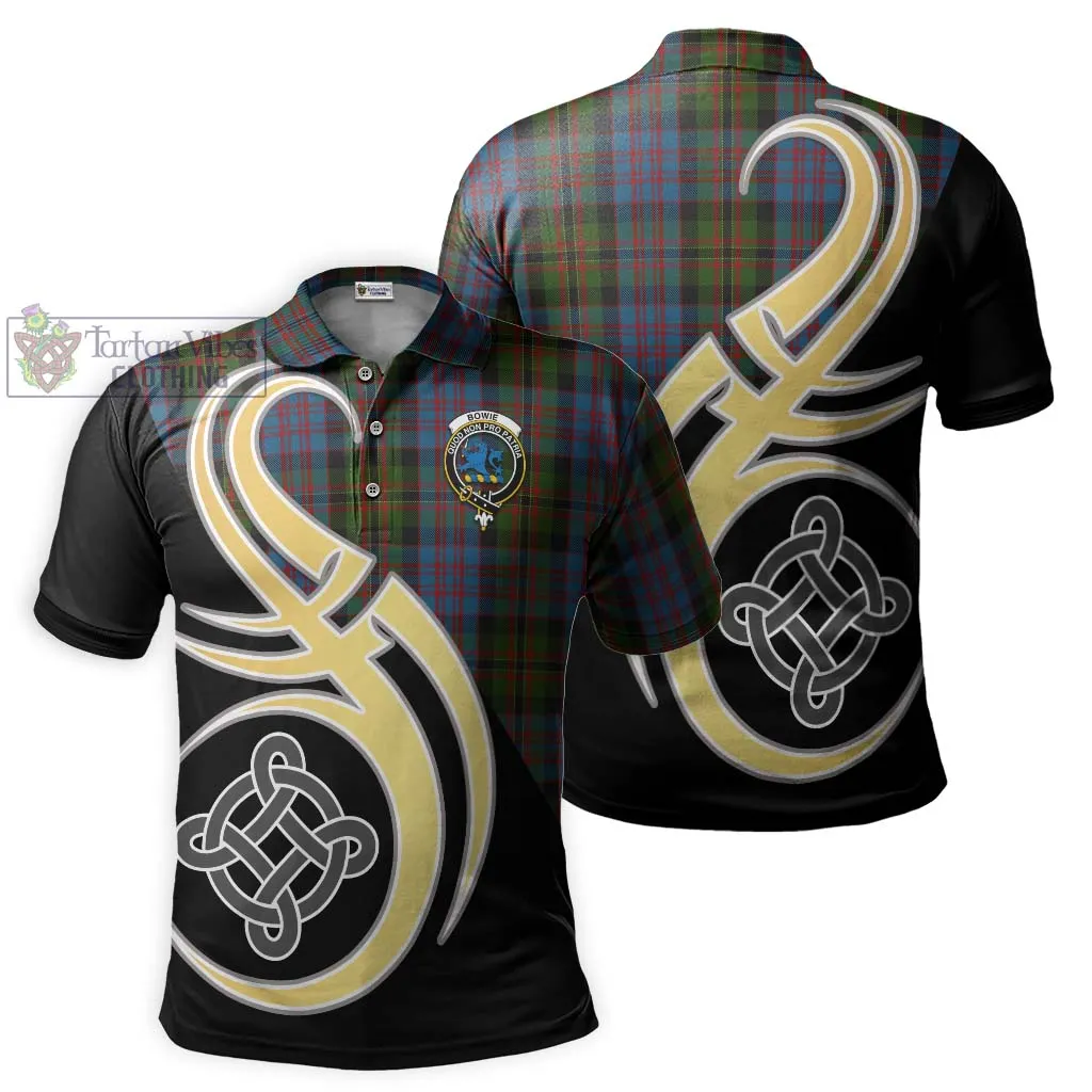 Bowie Tartan Polo Shirt with Family Crest and Celtic Symbol Style