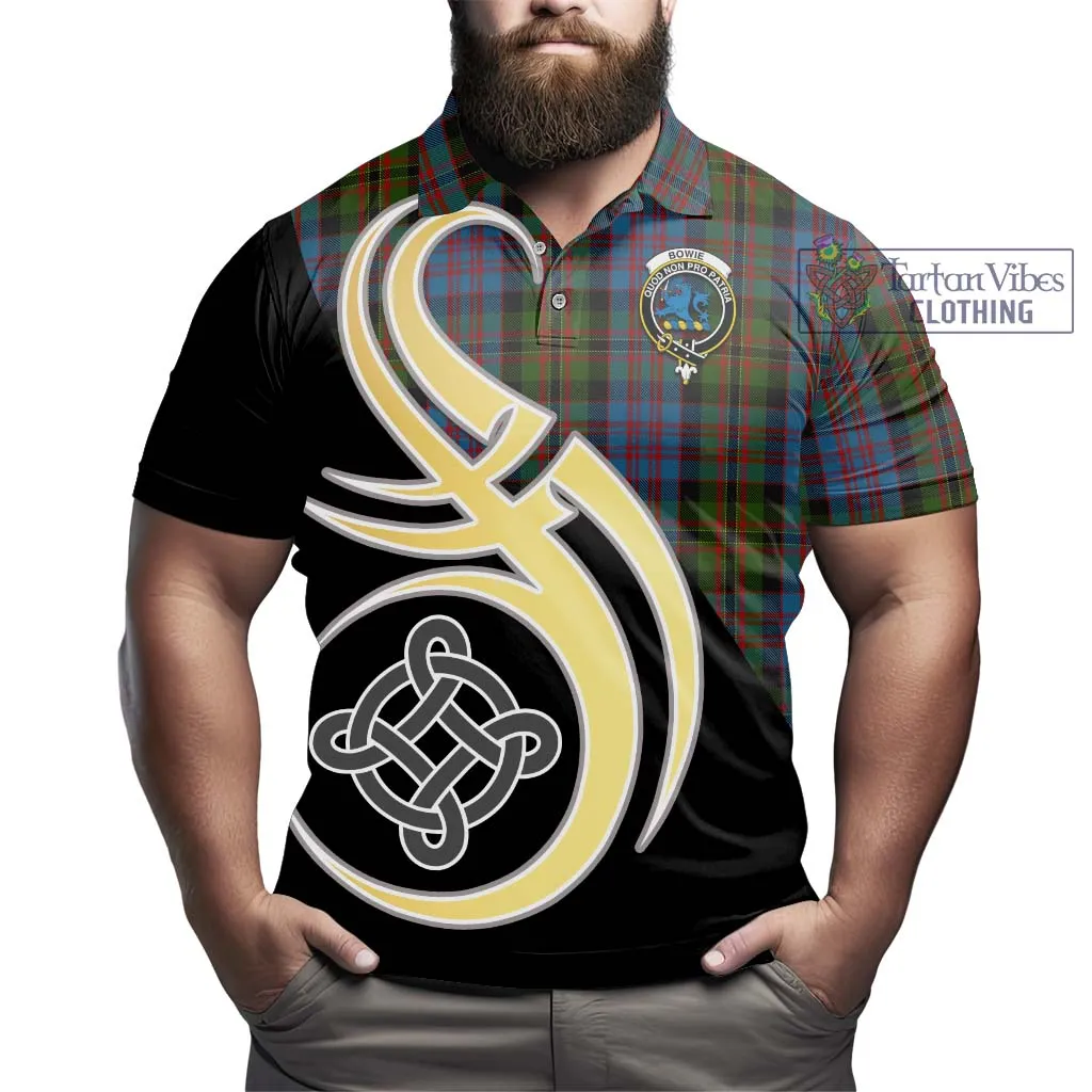 Bowie Tartan Polo Shirt with Family Crest and Celtic Symbol Style