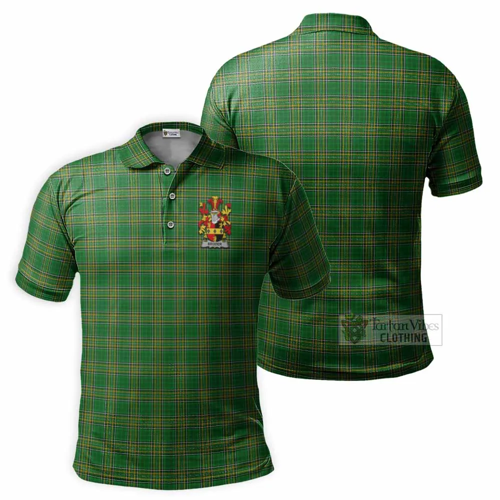 Broder Irish Clan Tartan Men's Polo Shirt with Coat of Arms