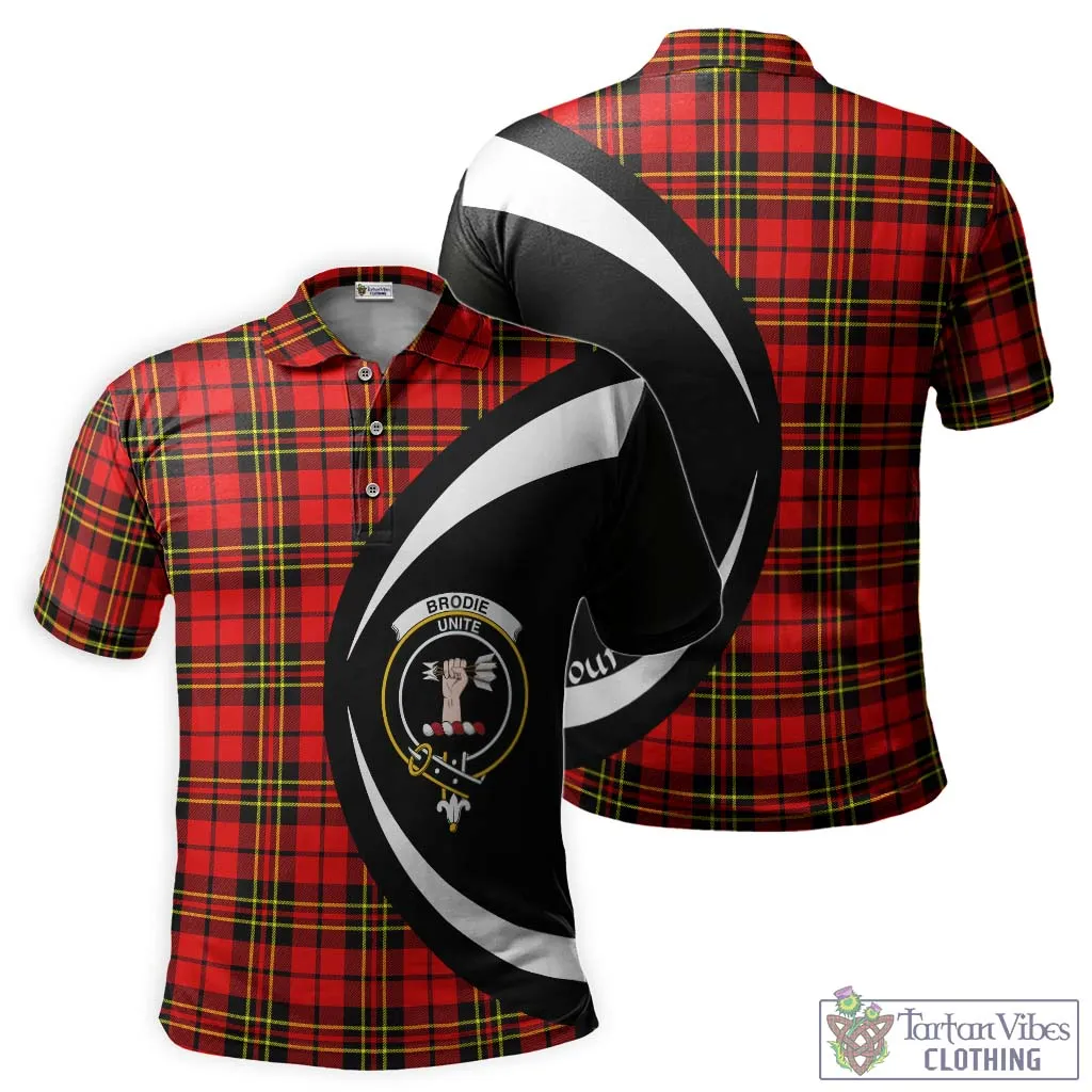 Brodie Modern Tartan Men's Polo Shirt with Family Crest Circle Style