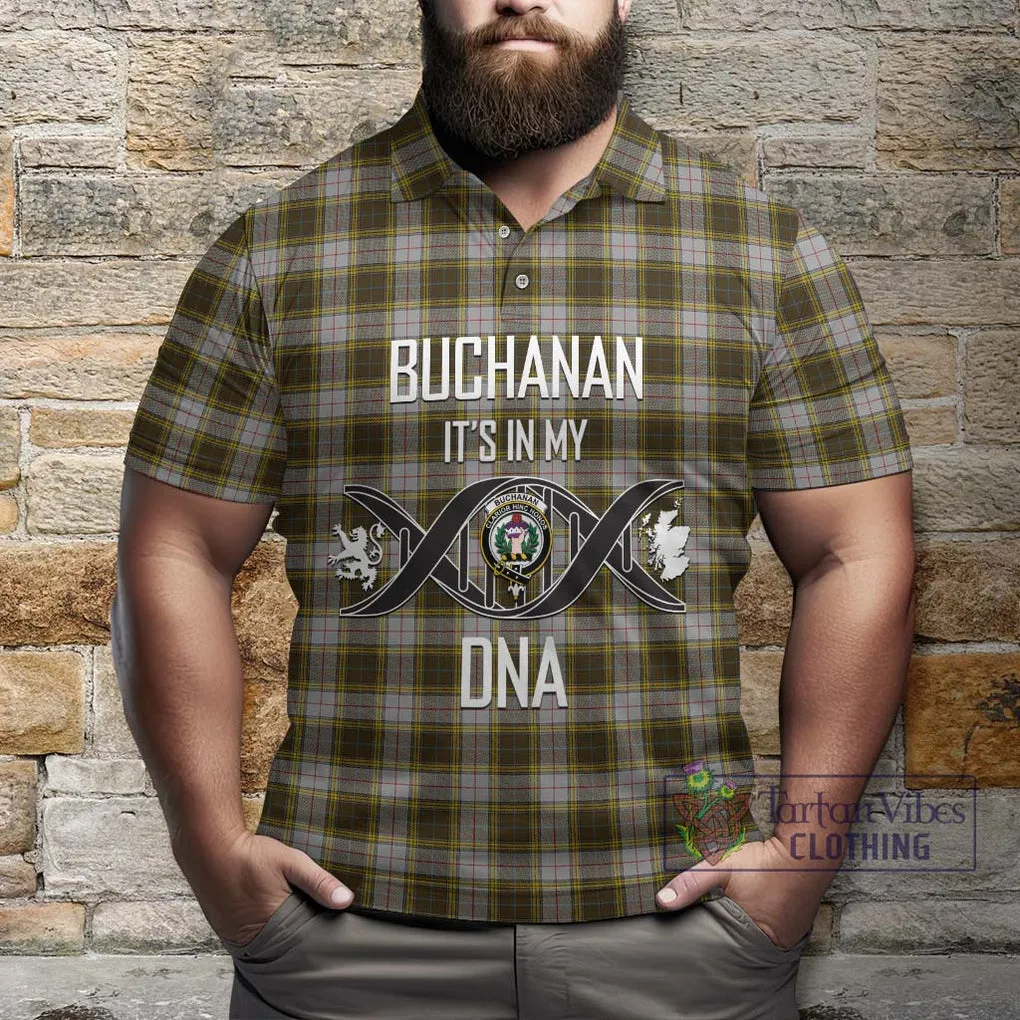 Buchanan Dress Tartan Polo Shirt with Family Crest DNA In Me Style