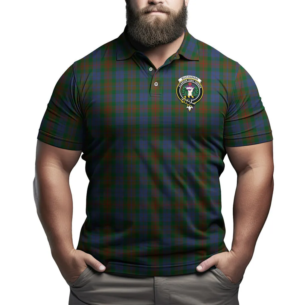 Buchanan Hunting Tartan Men's Polo Shirt with Family Crest