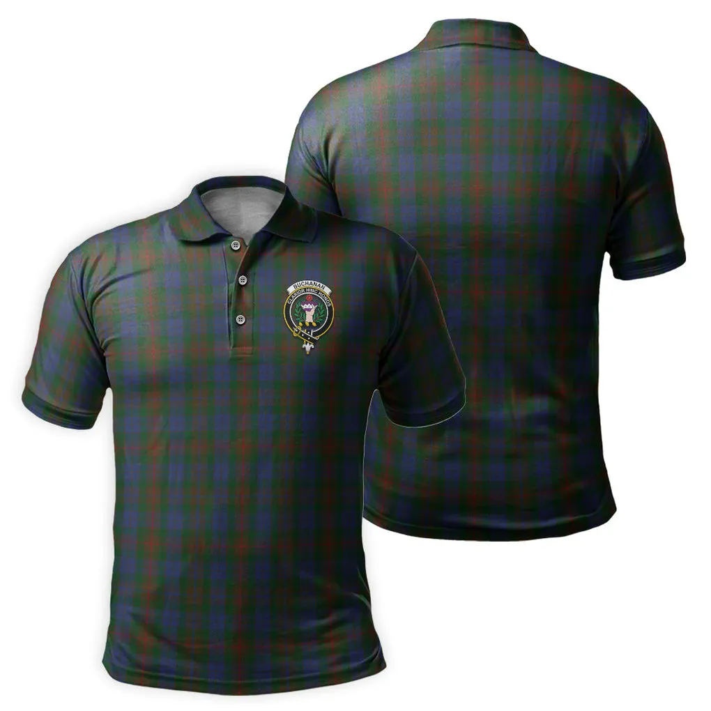 Buchanan Hunting Tartan Men's Polo Shirt with Family Crest