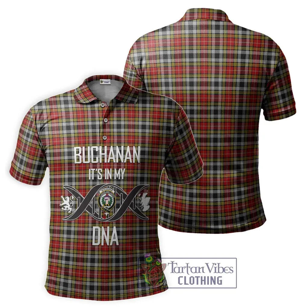 Buchanan Old Dress Tartan Polo Shirt with Family Crest DNA In Me Style