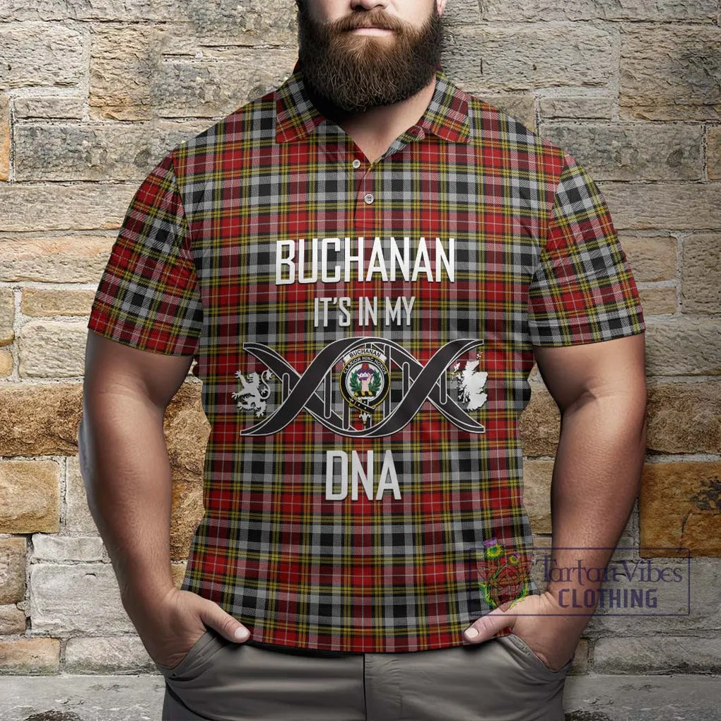 Buchanan Old Dress Tartan Polo Shirt with Family Crest DNA In Me Style