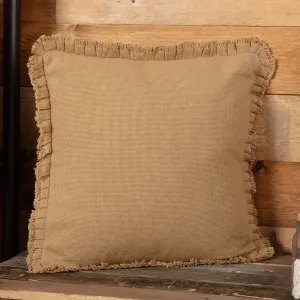 Burlap Natural Ruffled Pillow 18" Filled