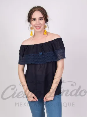 Campesina Off the Shoulder Blouse Navy