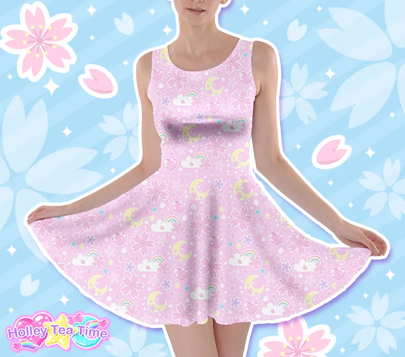 Cherry Blossom Dreams Pink Skater Dress [Made-To-Order]