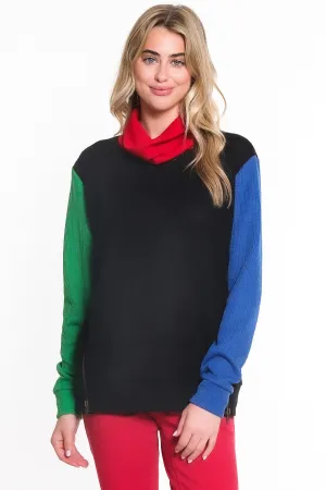 COLOR BLOCK ZIPPER DETAIL KNIT TOP - Multi