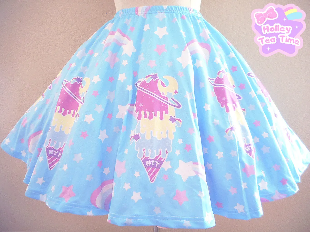 Cosmic Ice Cream Blue Skater Skirt [Made To Order]