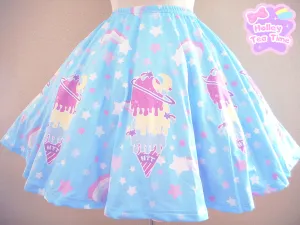 Cosmic Ice Cream Blue Skater Skirt [Made To Order]