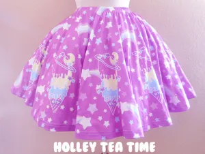 Cosmic Ice Cream Pink Skater Skirt [Made To Order]