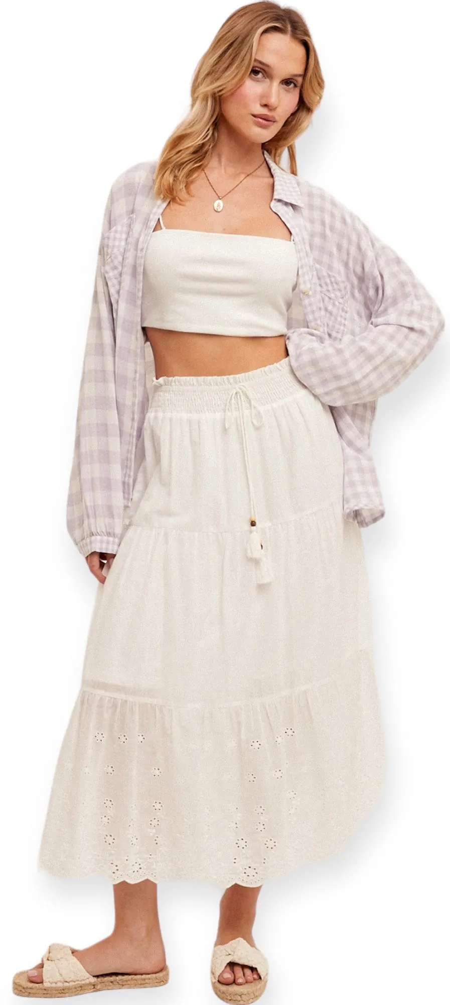 Cyrus White Flowy Skirt