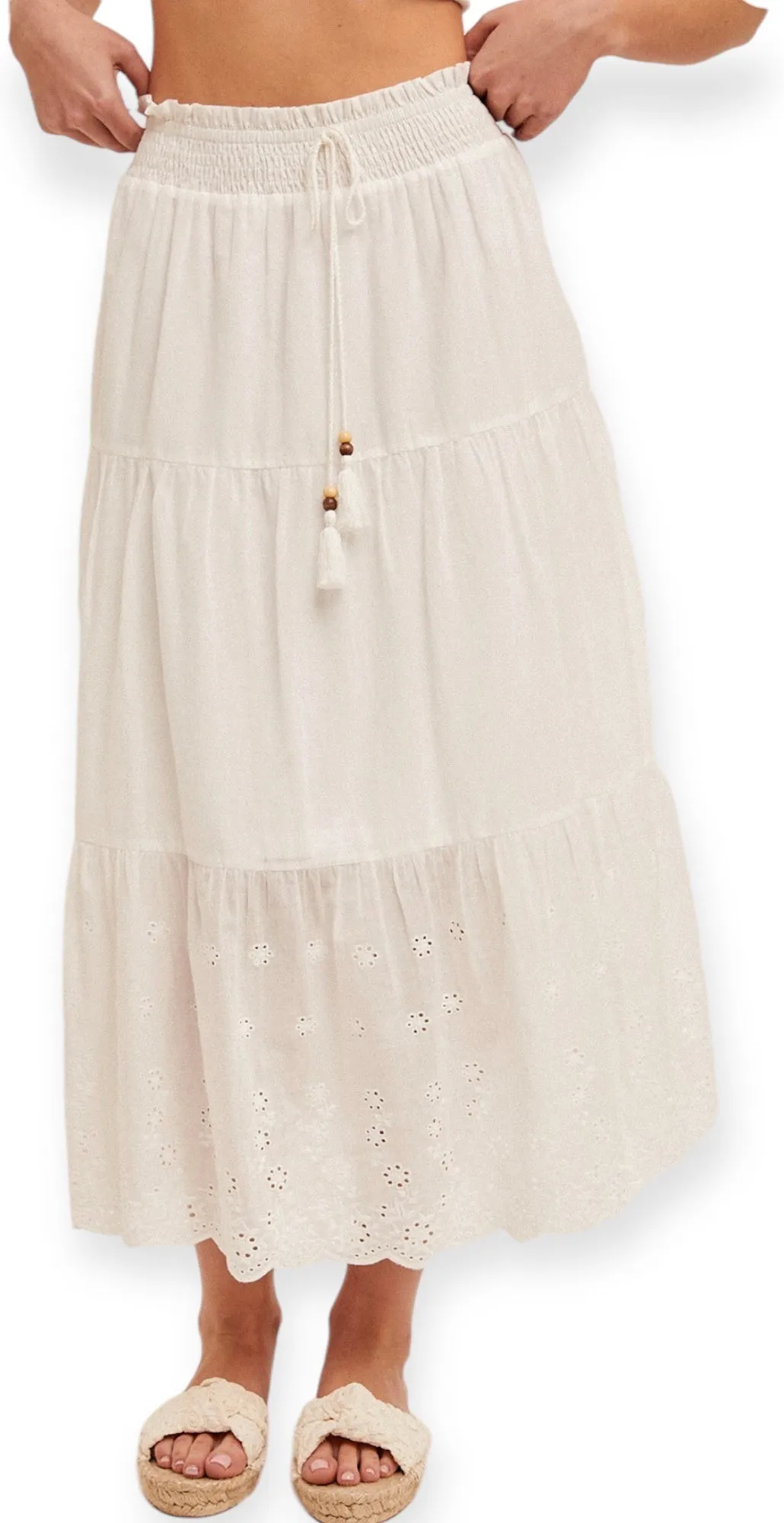 Cyrus White Flowy Skirt