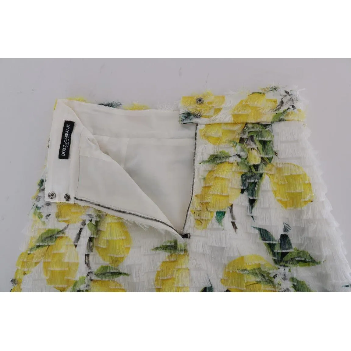 Dolce & Gabbana Lemon Print Fringe Pencil Skirt