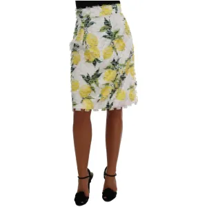 Dolce & Gabbana Lemon Print Fringe Pencil Skirt