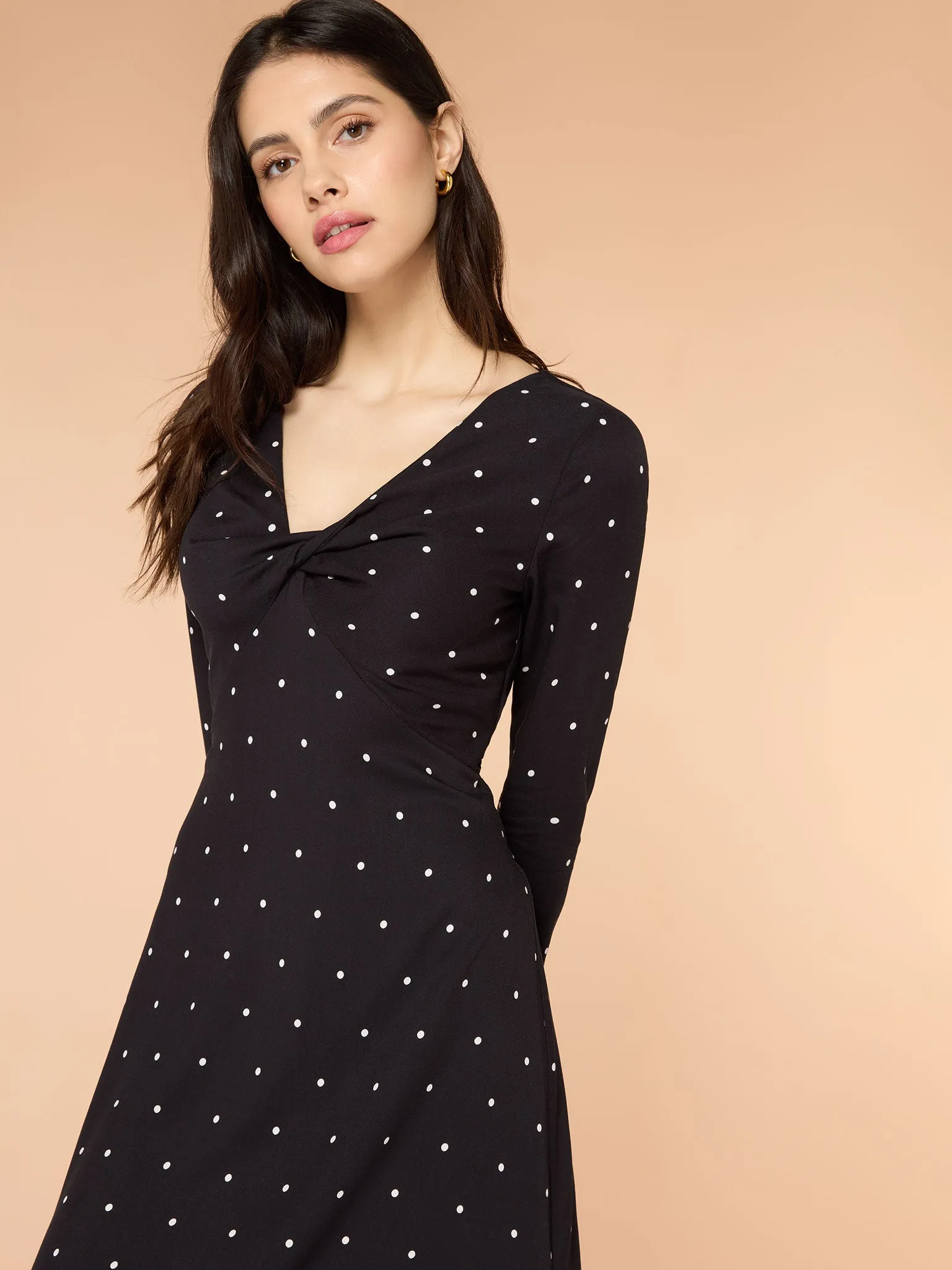 Eleanor Black and White Spot Midi Dress