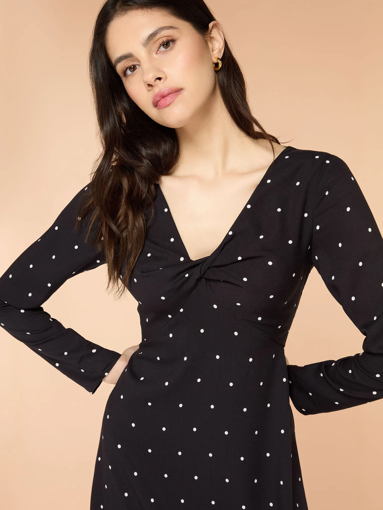 Eleanor Black and White Spot Midi Dress