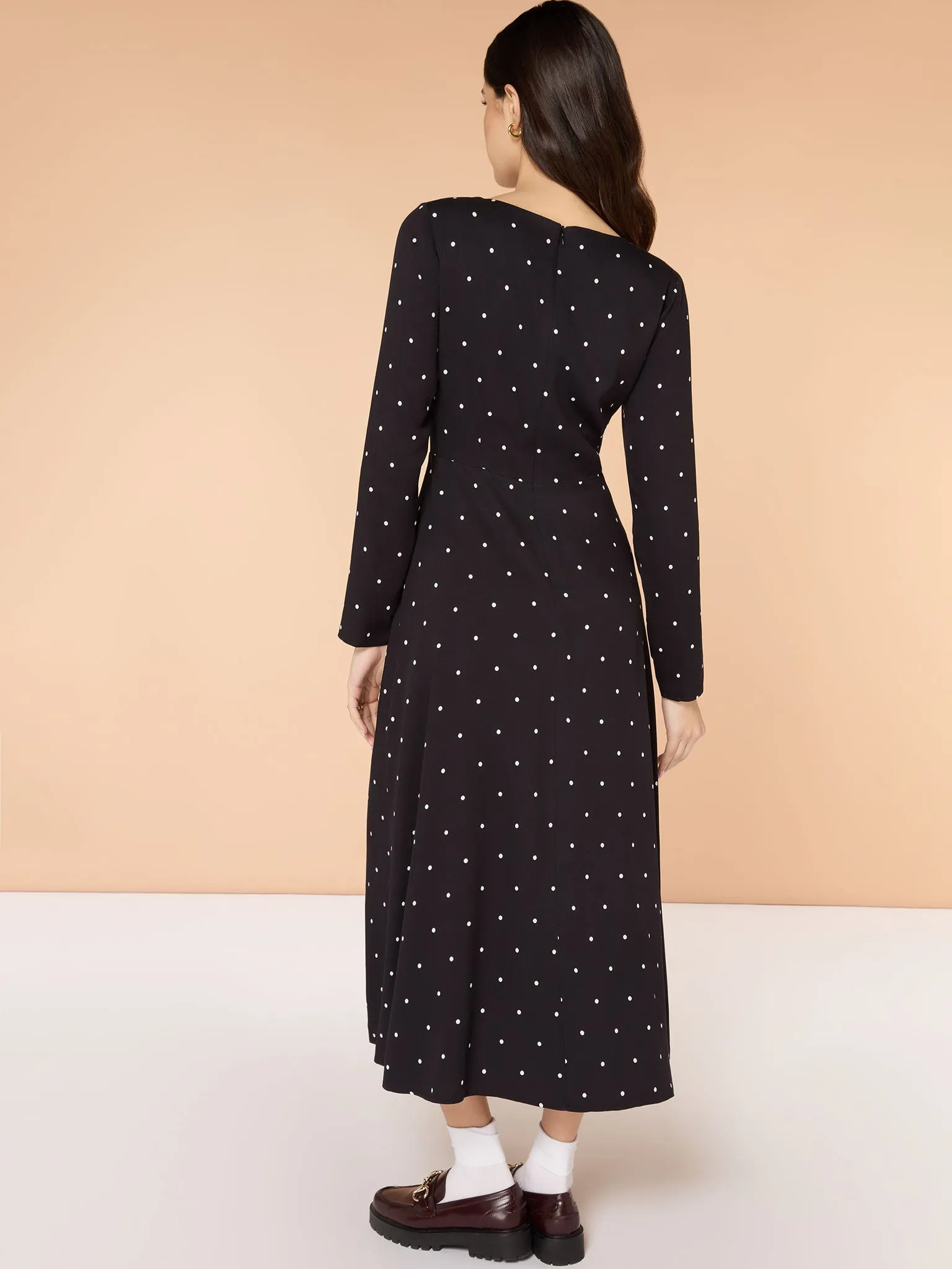 Eleanor Black and White Spot Midi Dress