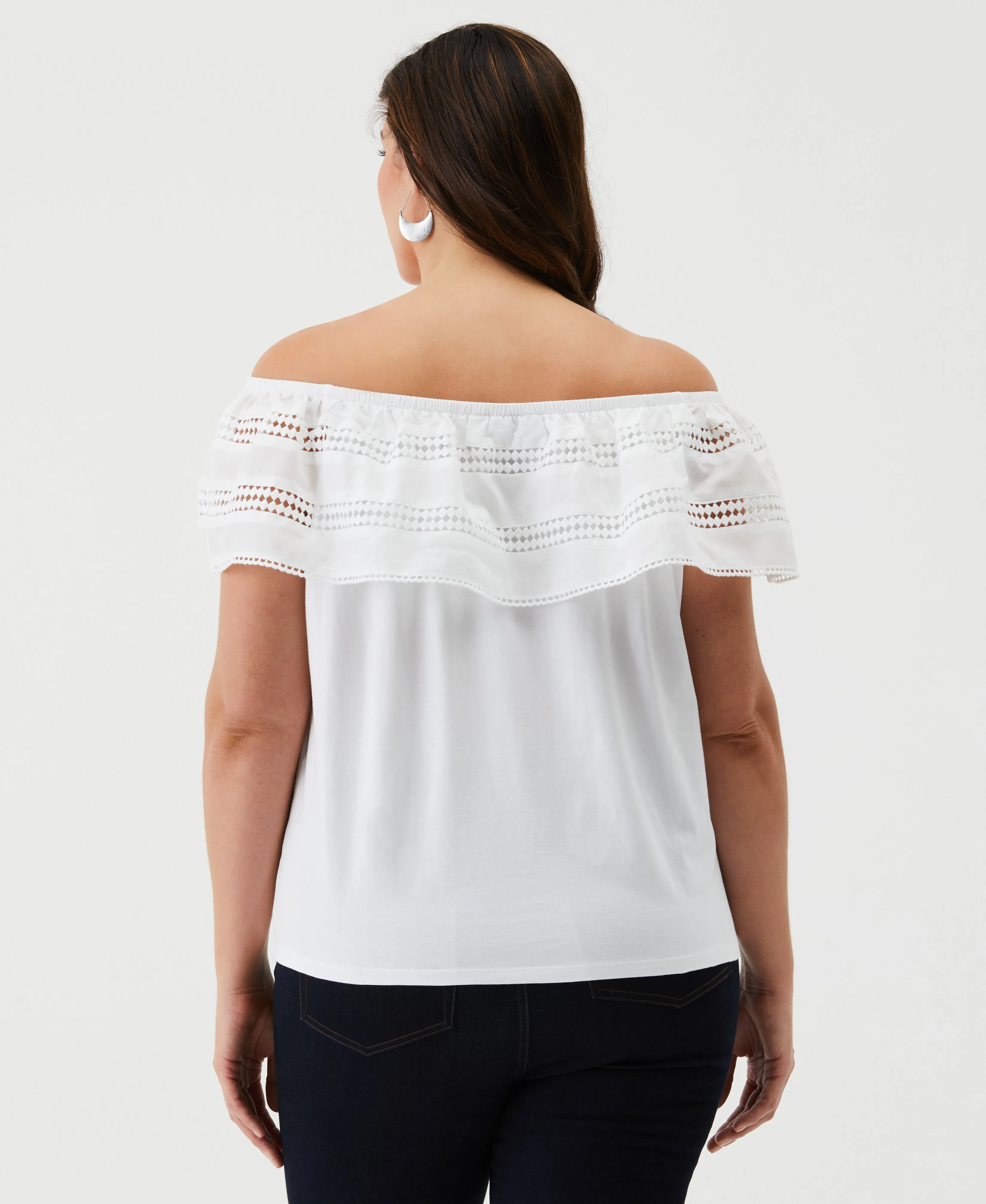 Embroidered Off The Shoulder Top