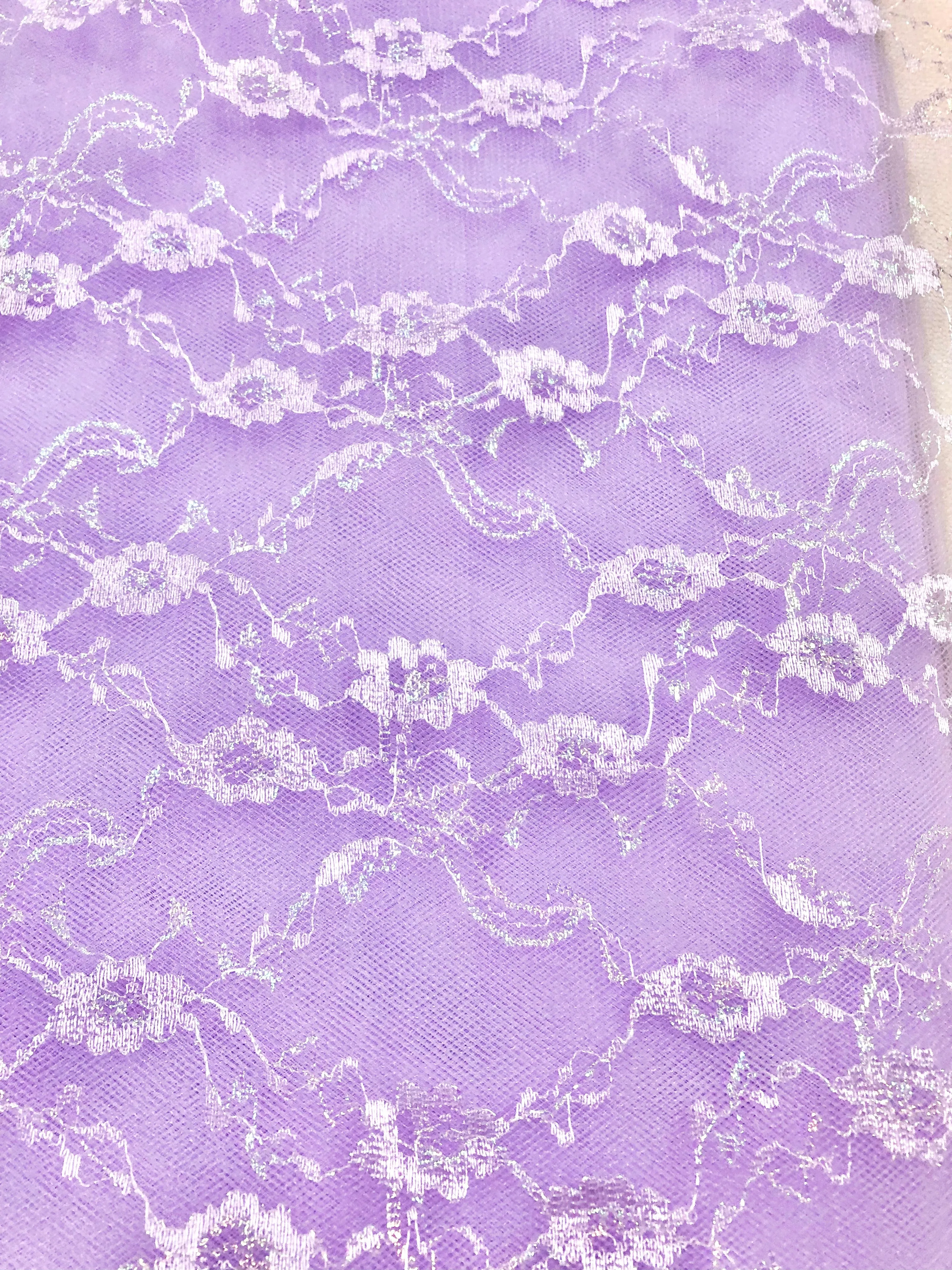 Fancy Lace - 60-inches Wide Iridescent Sparkle Lavender