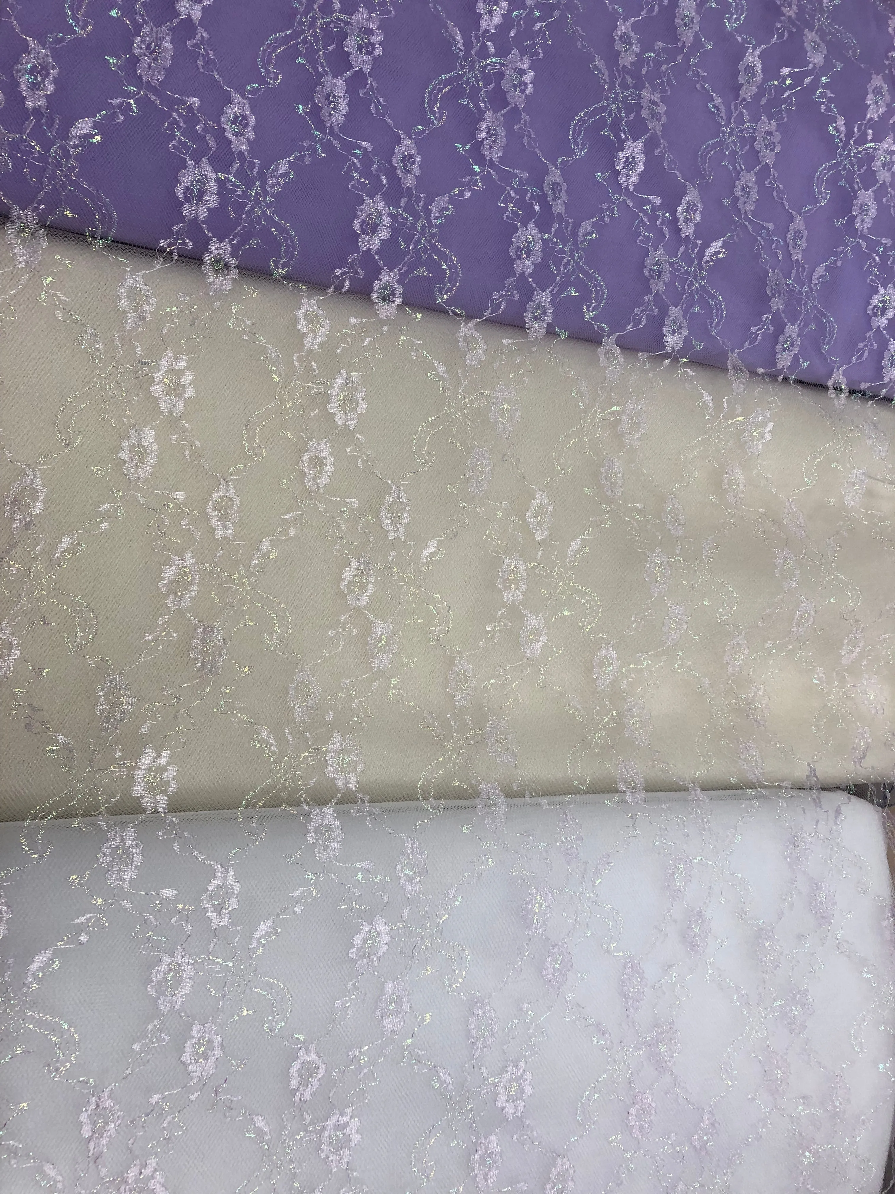 Fancy Lace - 60-inches Wide Iridescent Sparkle Lavender