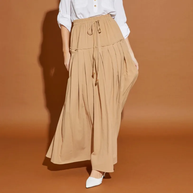 Feeling Free Drawstring Pleated Maxi Skirt